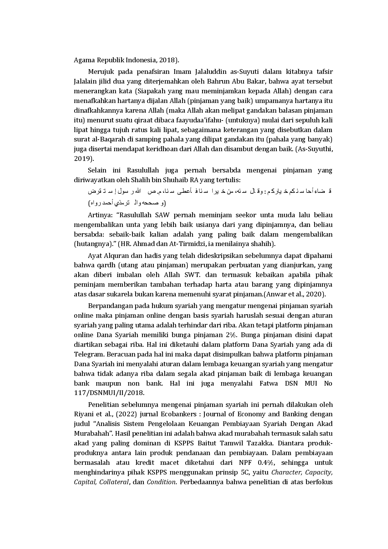 juris Evaluasi Kelembagaan Pinjaman Dana Syariah yang Menggunakan Pembiayaan Berbunga Perspektif Fatwa DSN MUI No 117 Tahun 2018