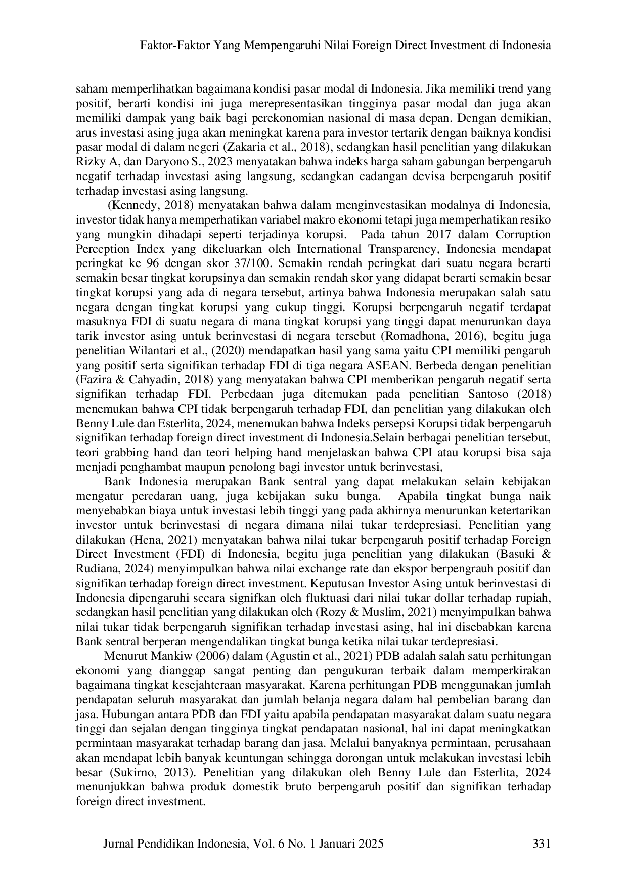 JURIS Faktor Faktor Yang Mempengaruhi Nilai Foreign Direct Investment Di Indonesia