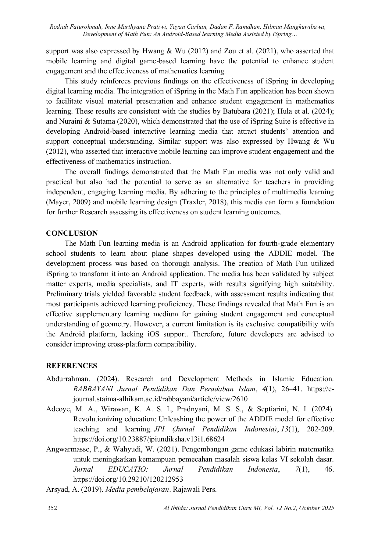 JURIS Development of Math Fun An Android Based learning Media Assisted by iSpring for Elementary Mathematics