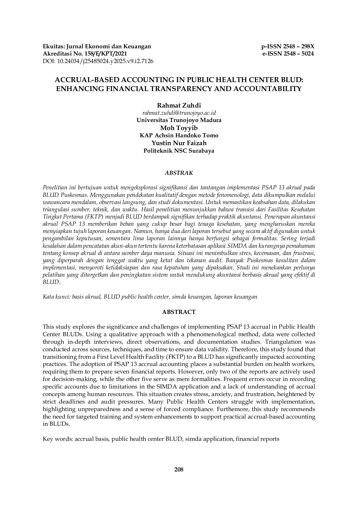 JURIS Akrual Based Accounting in Public Health Center BLUD Enhancing Financial Transparency and Accountability