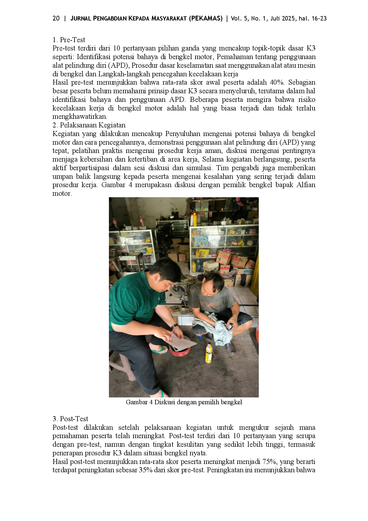 juris Sosialisasi Kesehatan dan Keselamatan Kerja di Bengkel Alfian Motor