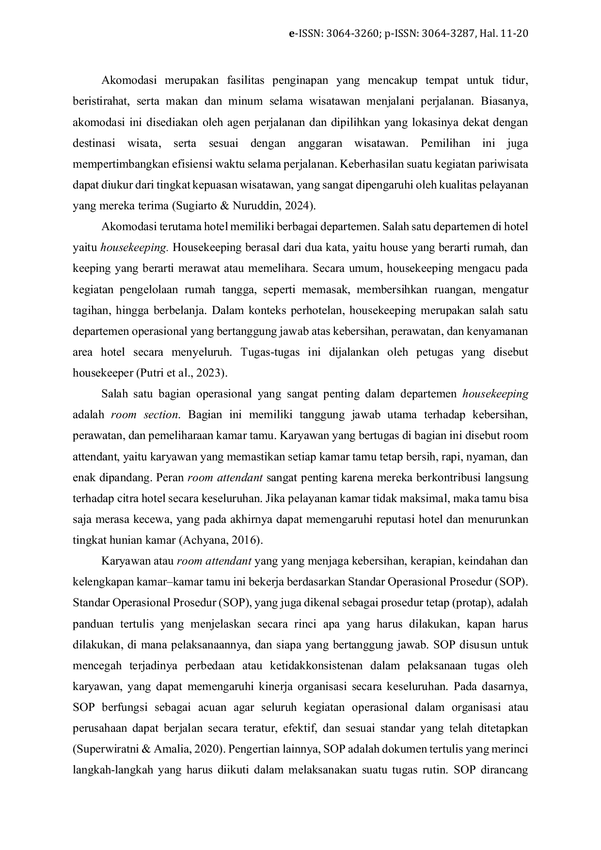 JURIS Analisis Implementasi Standar Operasional Prosedur Pembersihan Kamar Tamu di Palm Homestay Kuta Lombok