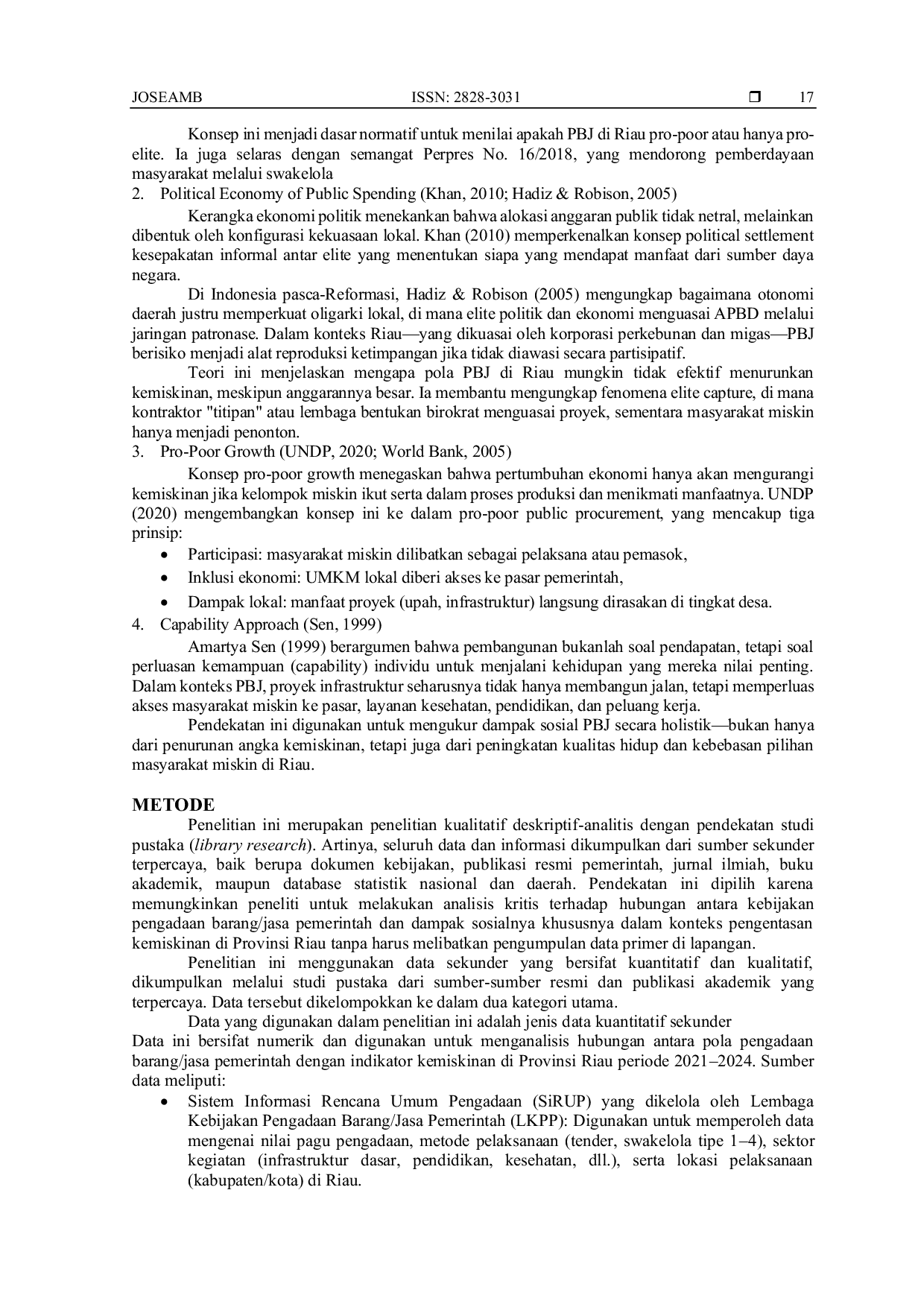 JURIS Mengukur Dampak Sosial Pengadaan Pemerintah Analisis Hubungan Antara Pola Pengadaan Dan Indikator Kemiskinan Di Riau