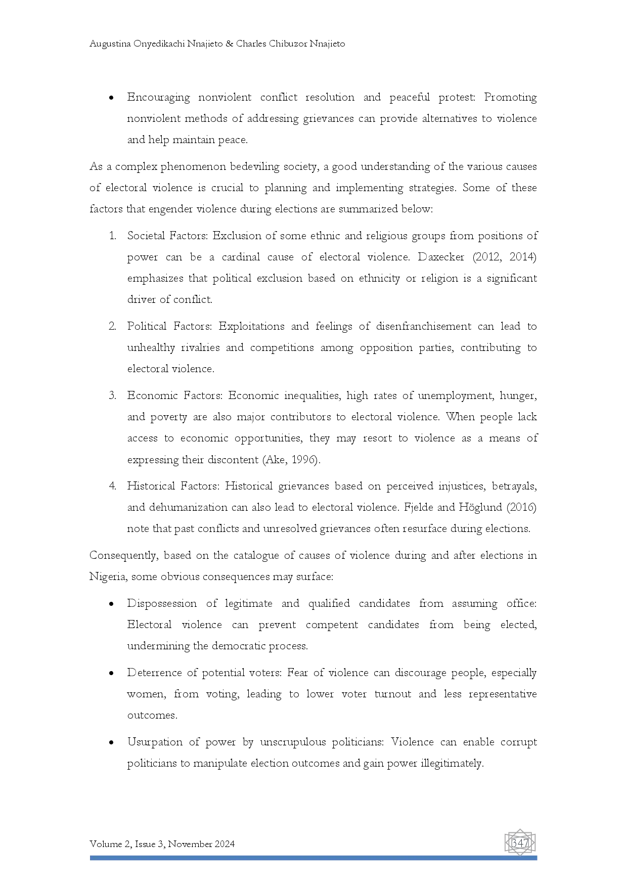 juris The Prevention of Electoral Violence A Panacea for Achieving Credible Election in Nigeria