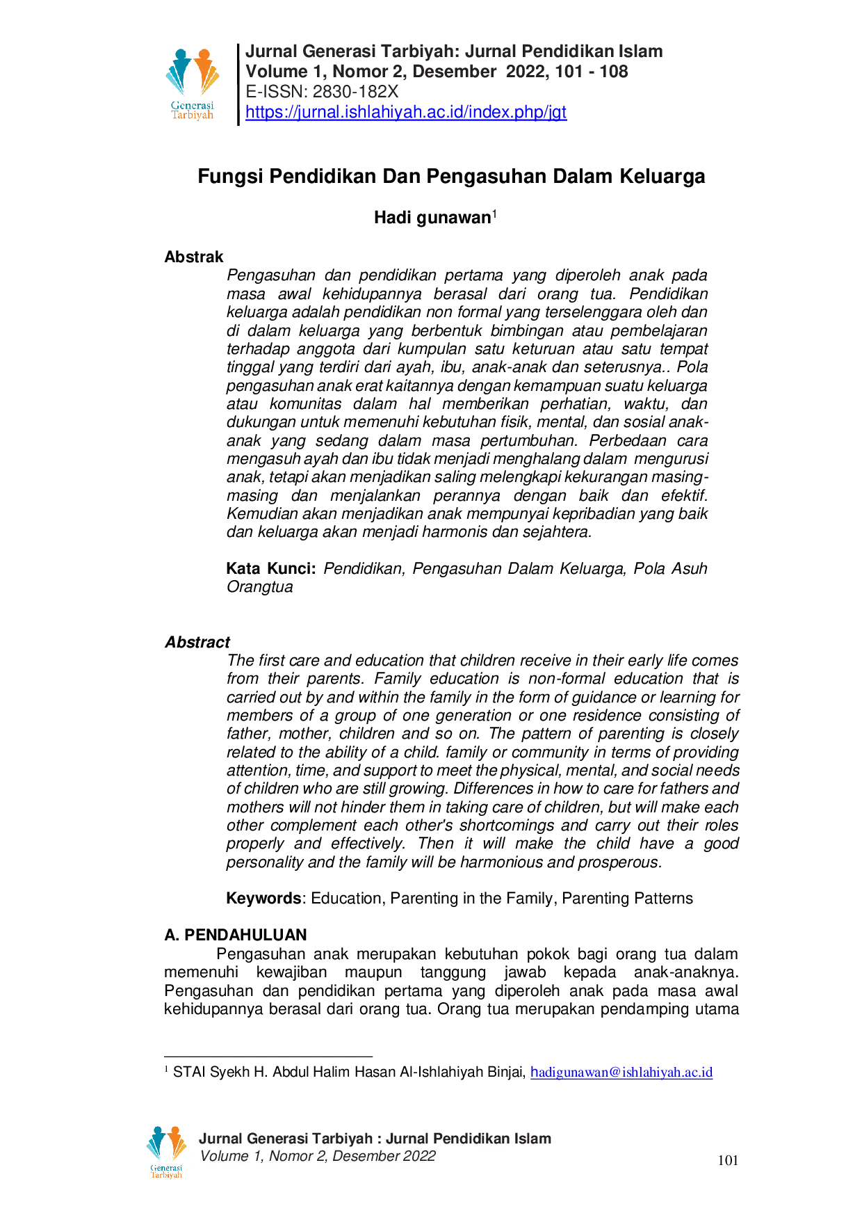 JURIS Fungsi Pendidikan Dan Pengasuhan Dalam Keluarga