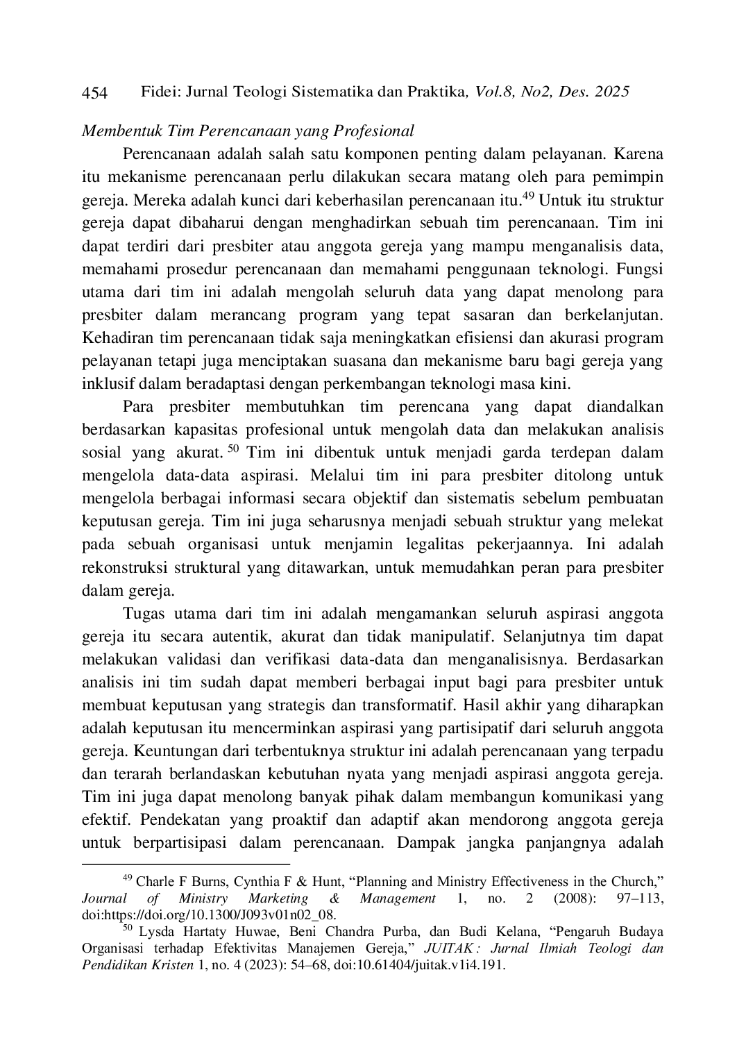 JURIS Rekonstruksi Partisipasi Anggota Gereja Dalam Perencanaan Pelayanan di Gereja Dengan Sistem Presbiterial Sinodal