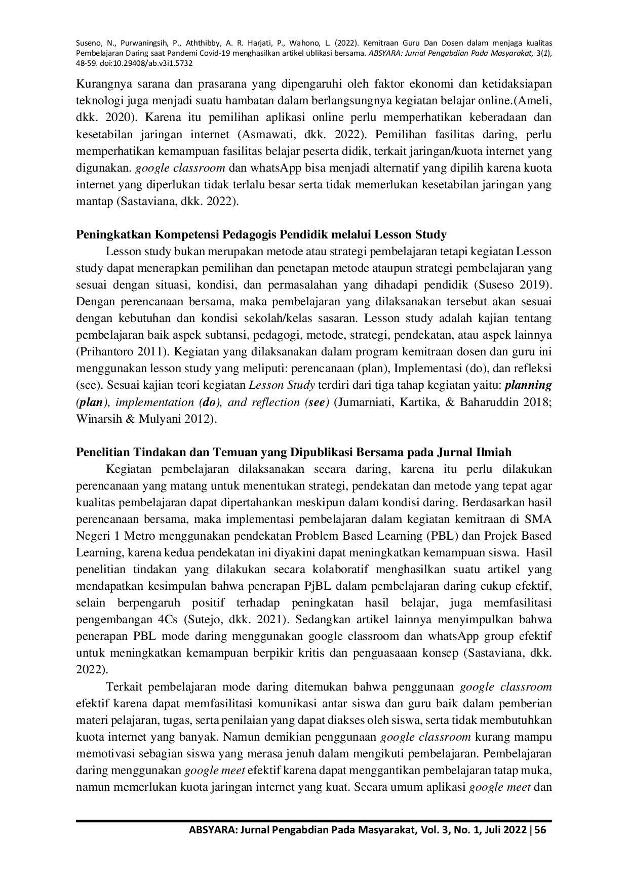 JURIS Kemitraan Guru Dan Dosen Dalam Menjaga Kualitas Pembelajaran Daring Saat Pandemi Covid 19 Menghasilkan Artikel Publikasi Bersama