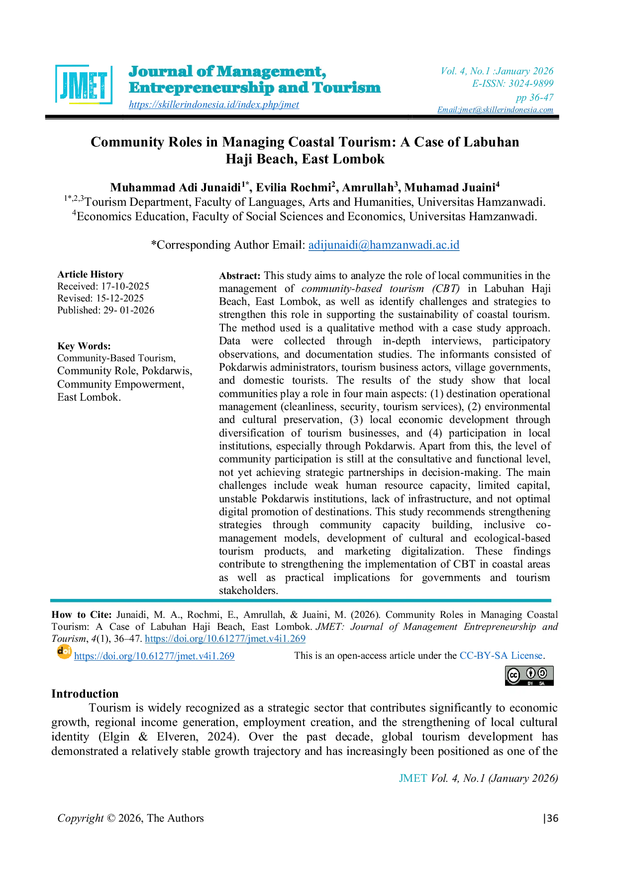 JURIS Community Roles in Managing Coastal Tourism A Case of Labuhan Haji Beach East Lombok