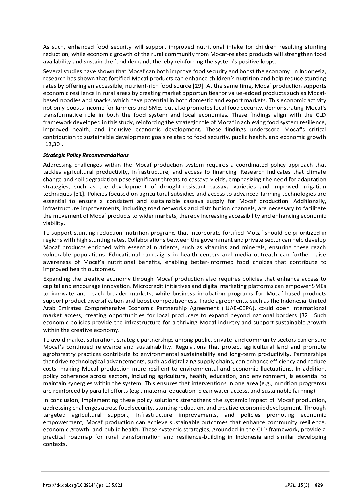 juris Mocaf Flour for Food Security Stunting Alleviation and Creative Economy ASystem Thinking Approach