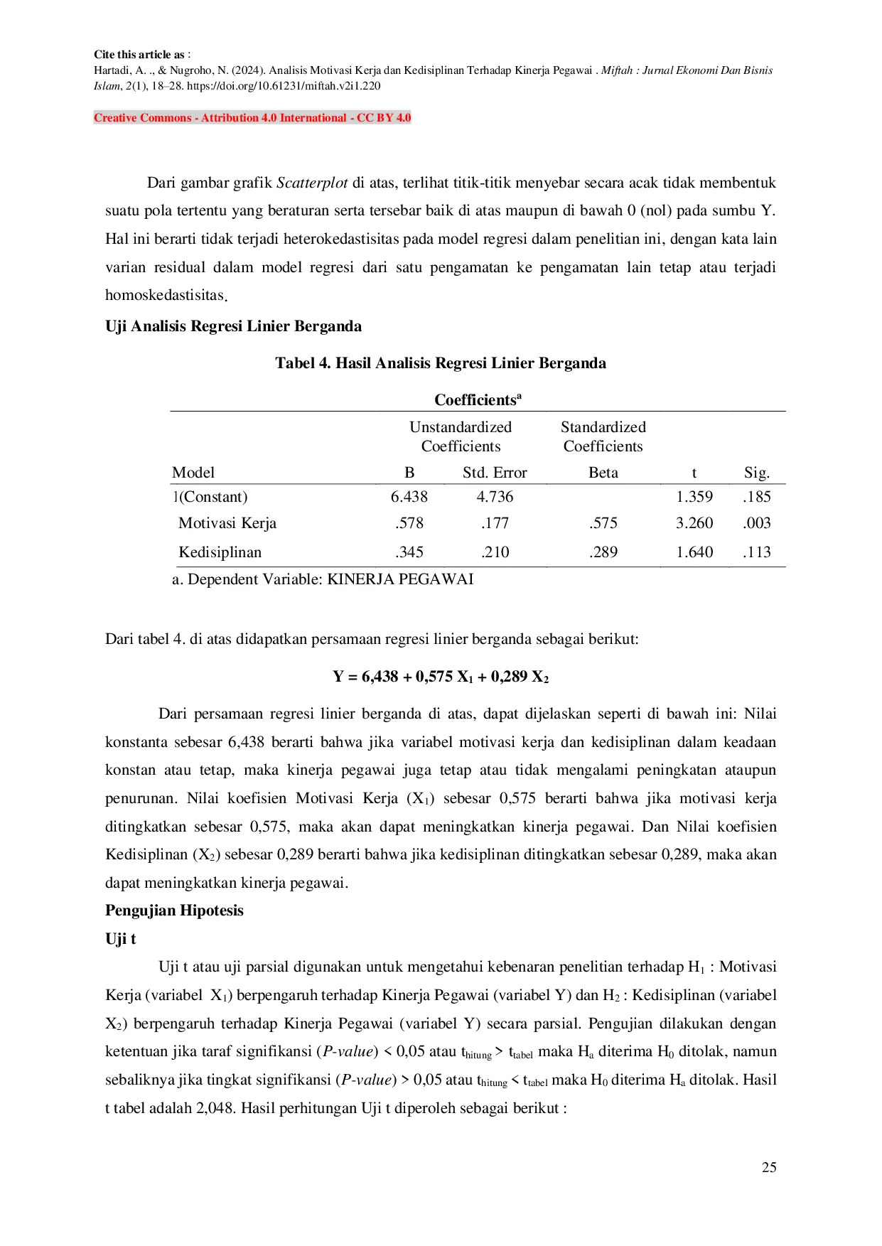 JURIS Analisis Motivasi Kerja dan Kedisiplinan Terhadap Kinerja Pegawai