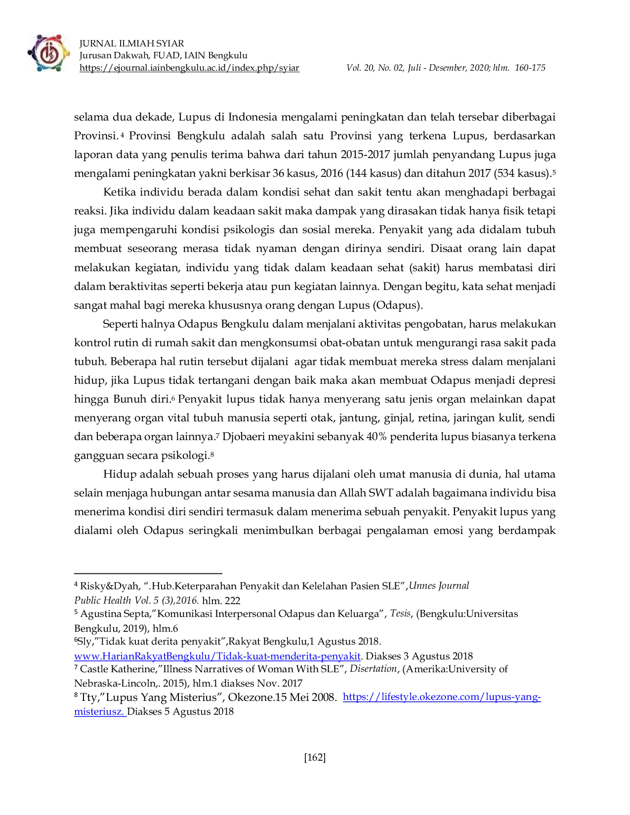 JURIS Makna Lupus Bagi Odapus Perspektif Komunikasi Kesehatan Islam