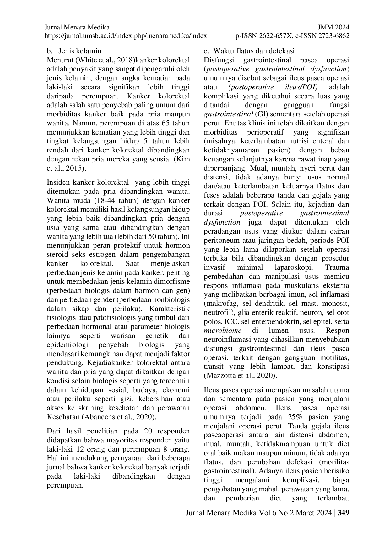 JURIS Efek Mengunyah Permen Karet Chewing Gum Terhadap Pemulihan Ileus Pasca Operasi Kanker Kolorektal