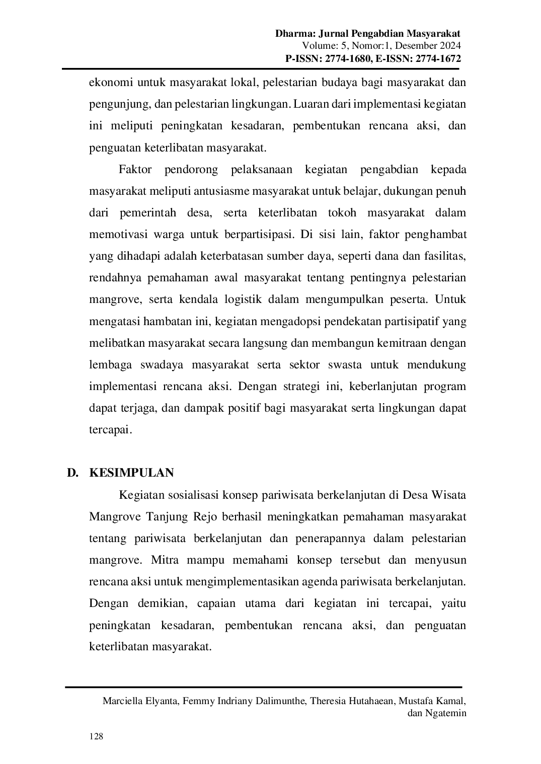 JURIS Sosialisasi Konsep Pariwisata Berkelanjutan untuk Meningkatkan Kesadaran Masyarakat dan Konservasi Mangrove