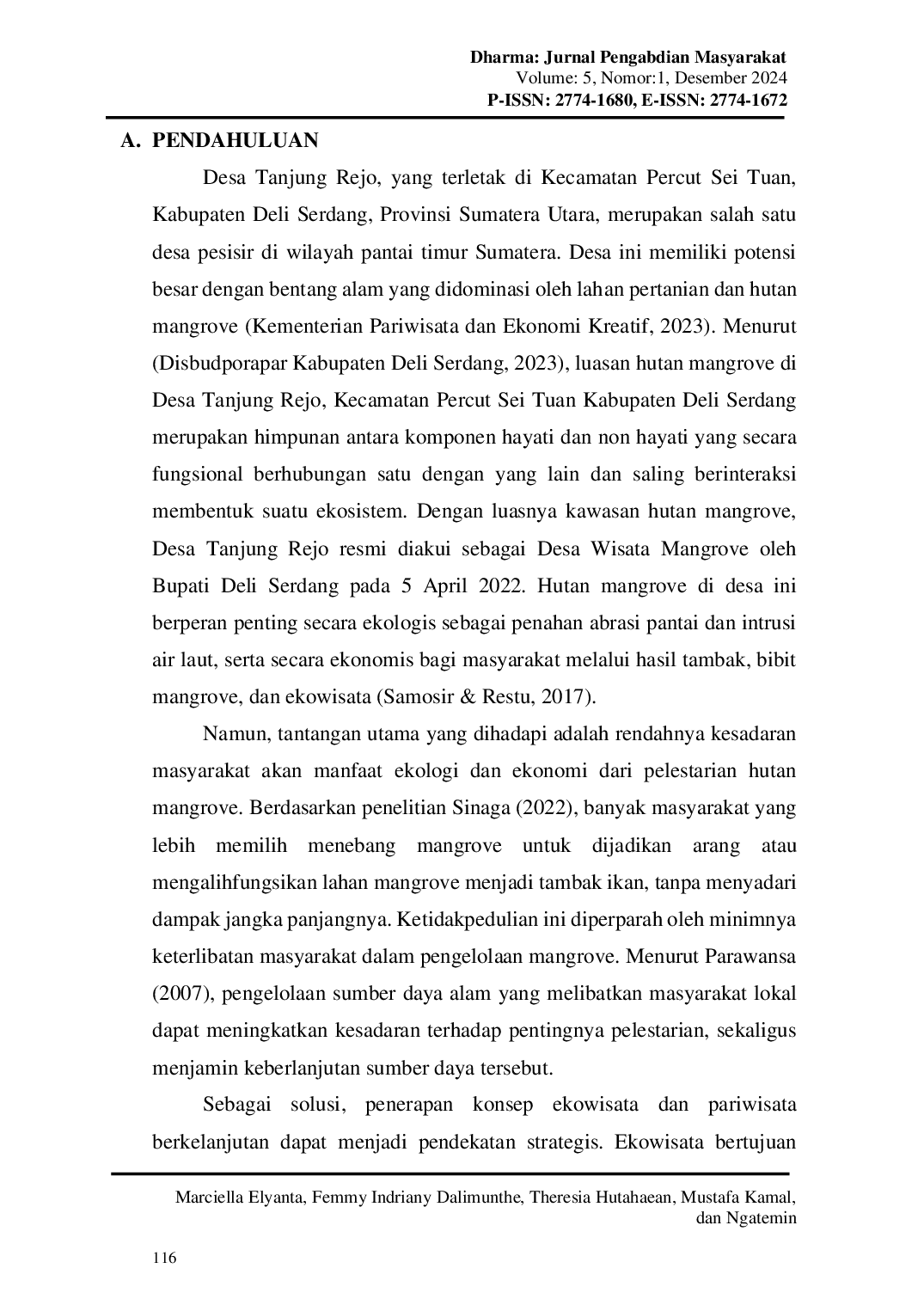 JURIS Sosialisasi Konsep Pariwisata Berkelanjutan untuk Meningkatkan Kesadaran Masyarakat dan Konservasi Mangrove