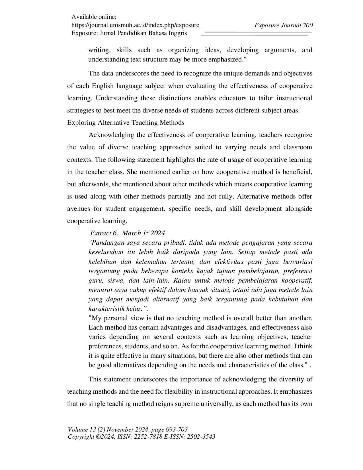 JURIS COOPERATIVE LEARNING IN TEACHING READING How does the English teacher perceive cooperative learning