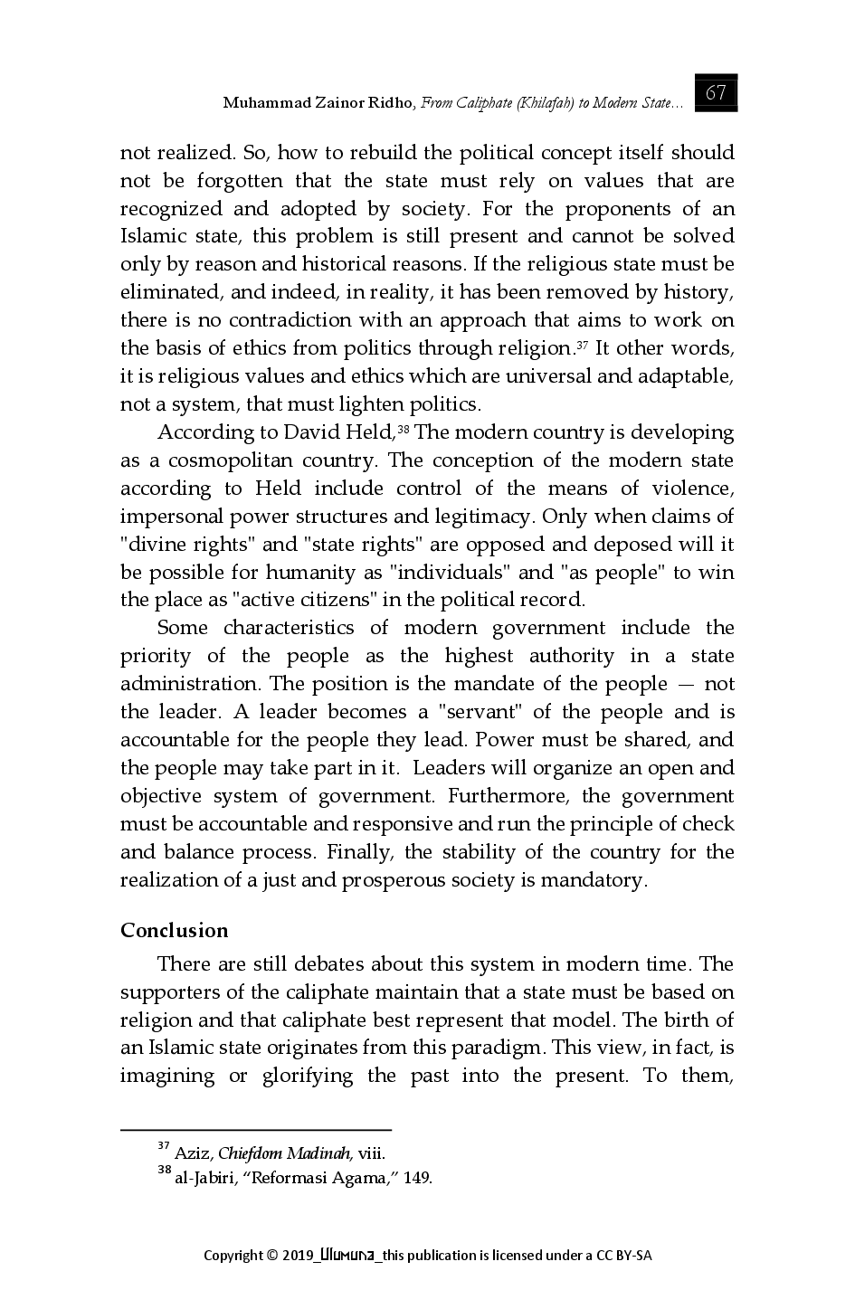 juris From Chalipate to Modern State A Reflection of Ibn Khaldun s Thought