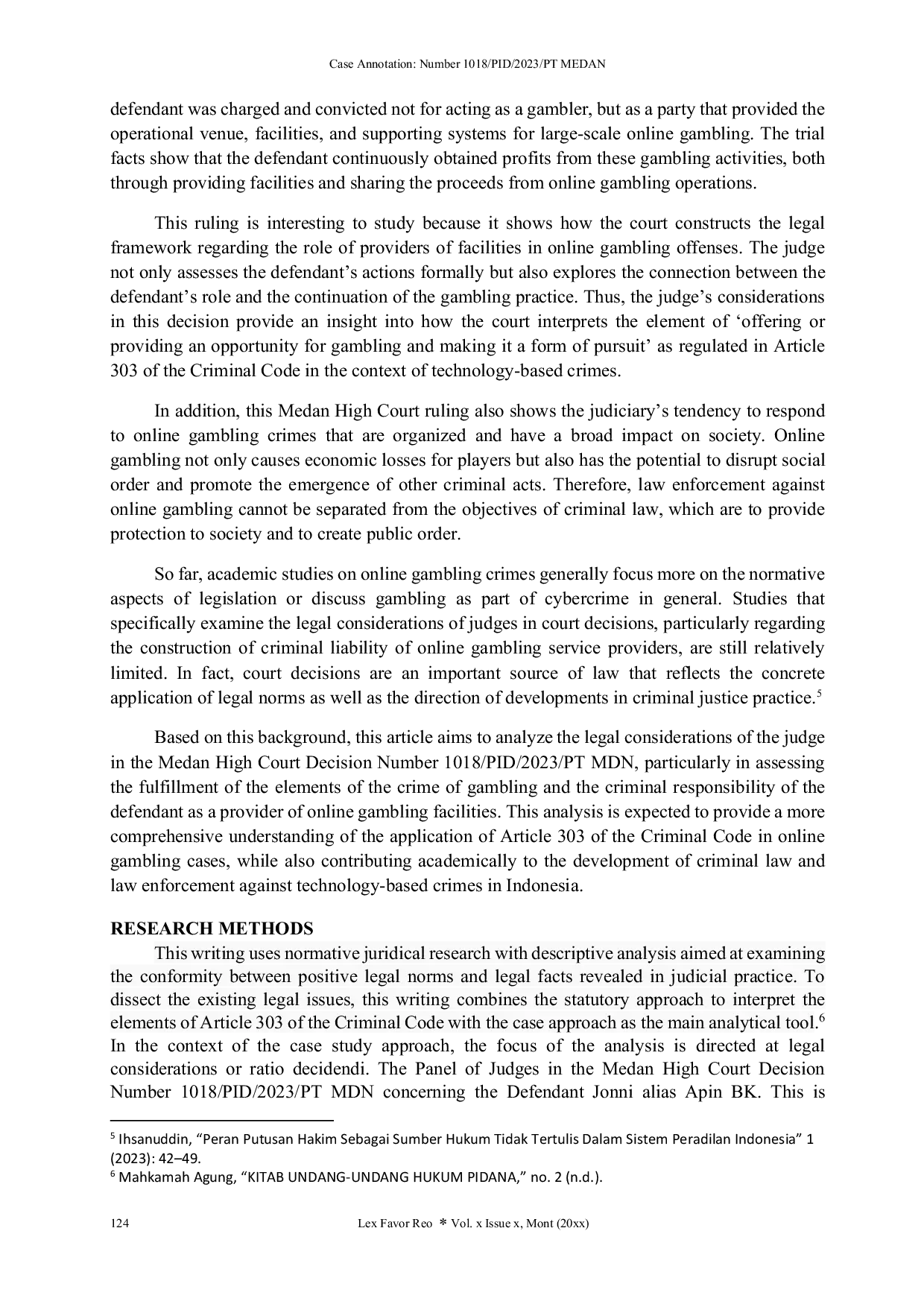 JURIS Annotation Number 1018 PID 2023 PT MEDAN