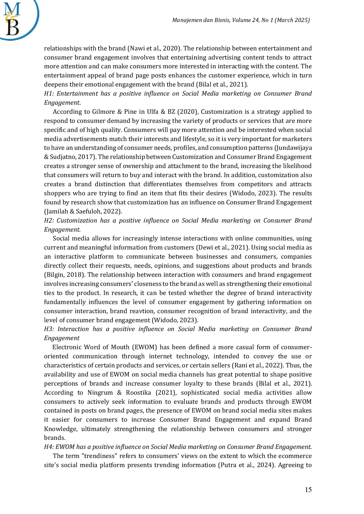 JURIS The Influence of Social Media Marketing on Consumer Brand Engagement and Brand Knowledge in Fast Food Products