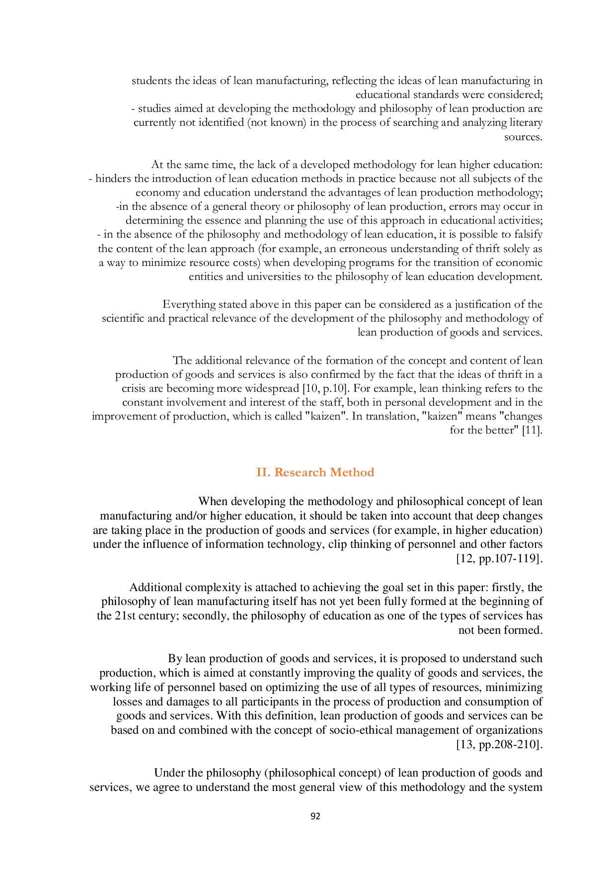 JURIS Development of a general theory of lean production of goods and services
