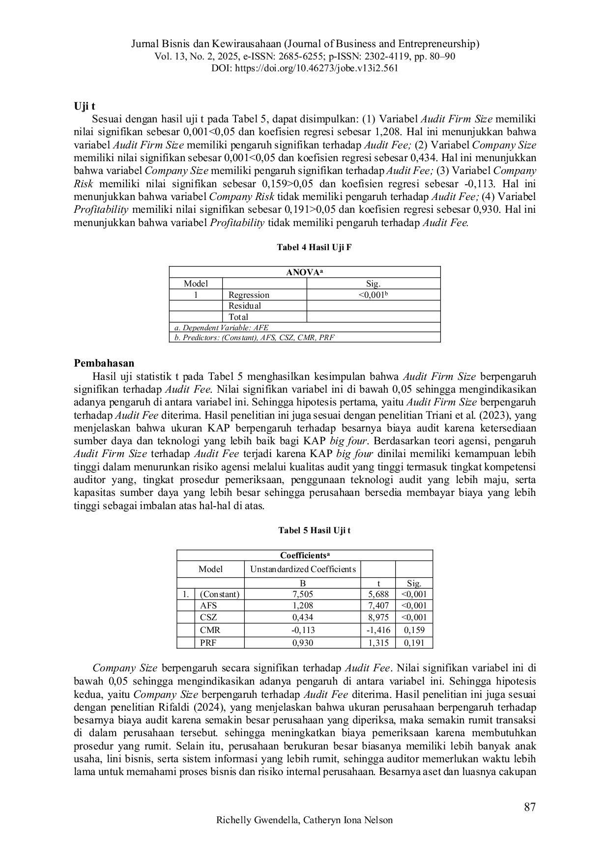 JURIS Pengaruh Audit Firm Size Company Size Company Risk dan Profitability Terhadap Audit Fee
