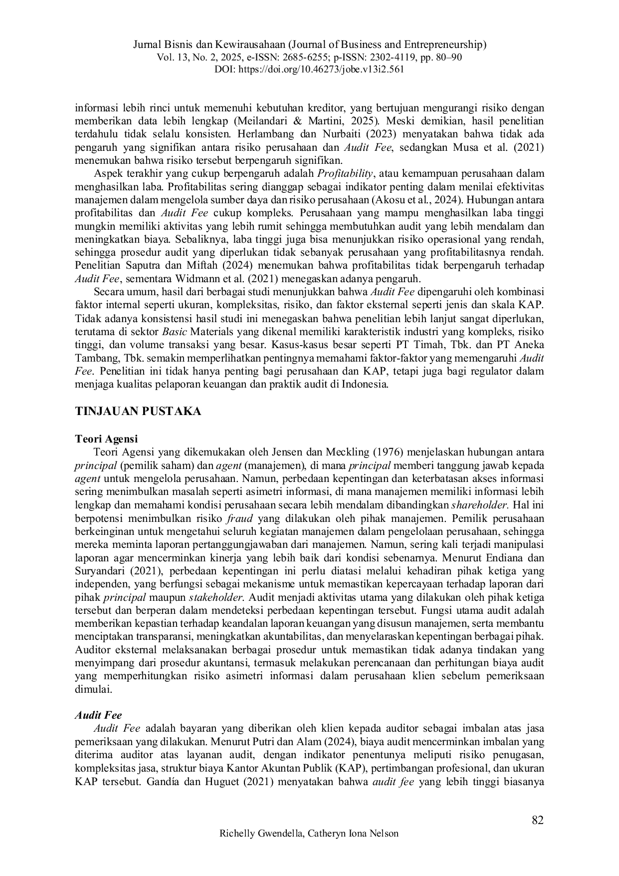 JURIS Pengaruh Audit Firm Size Company Size Company Risk dan Profitability Terhadap Audit Fee