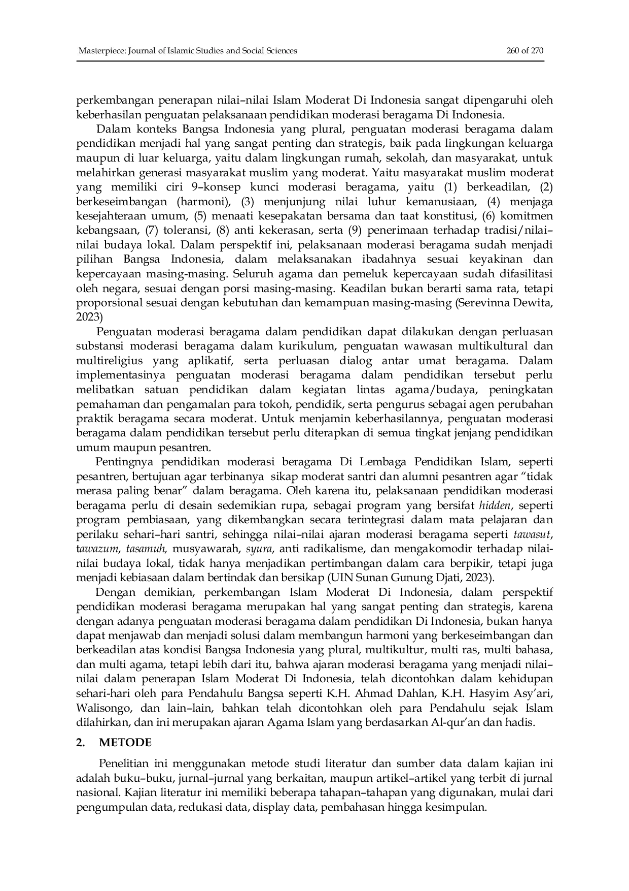 JURIS Perkembangan Islam Moderat Di Indonesia Dalam Perspektif Pendidikan Moderasi Beragama