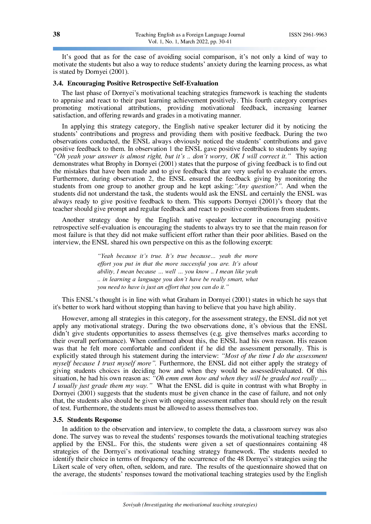 JURIS Investigating the motivational teaching strategies of an English native speaker lecturer