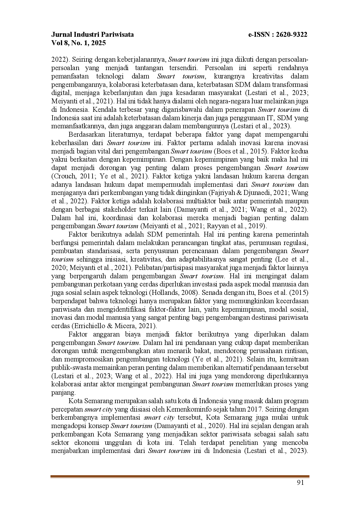 juris Faktor Faktor yang Mempengaruhi Pengembangan Smart Tourism di Kota Semarang