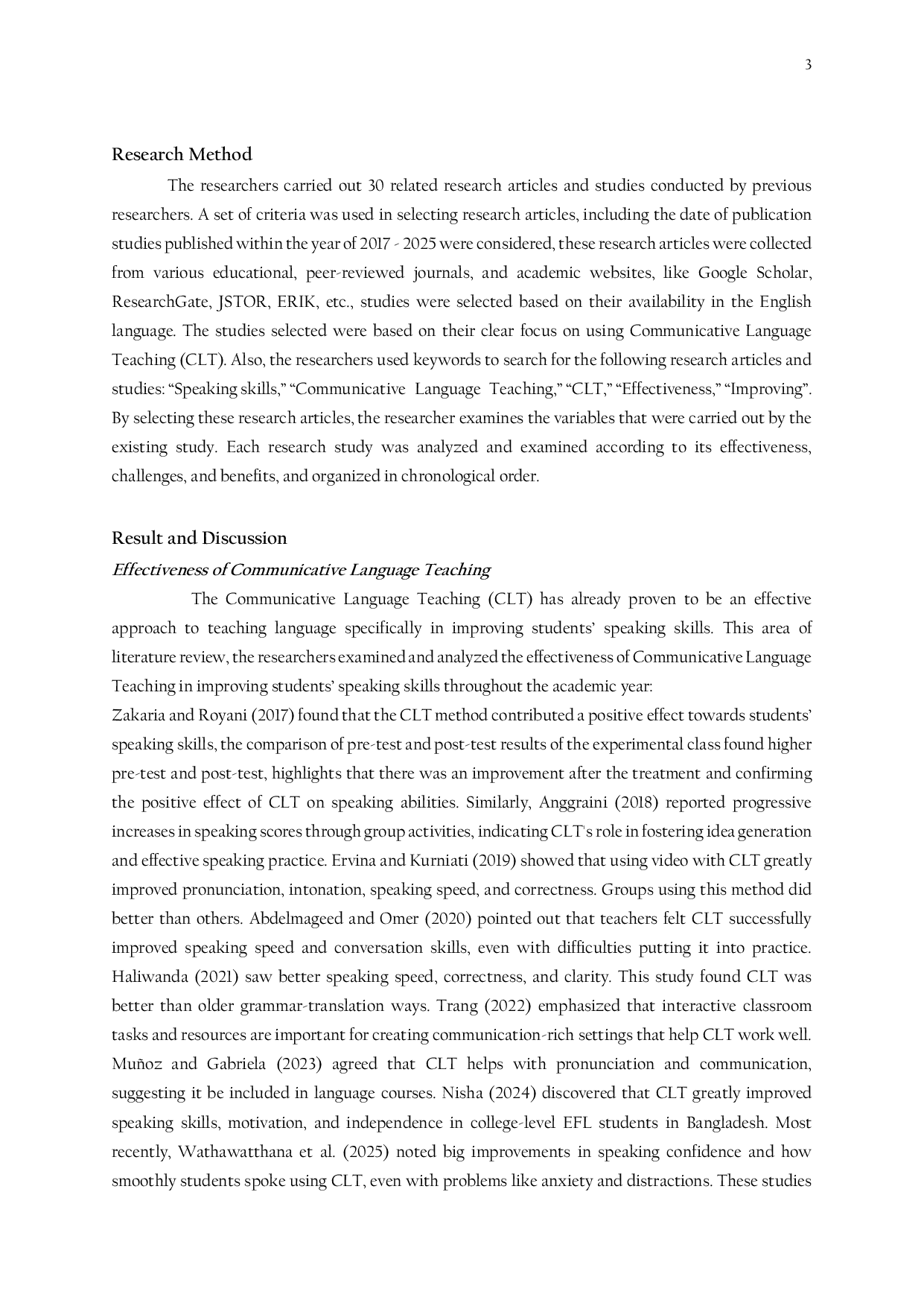 JURIS Improving Speaking Skills Through Communicative Language Teaching CLT A Literature Review