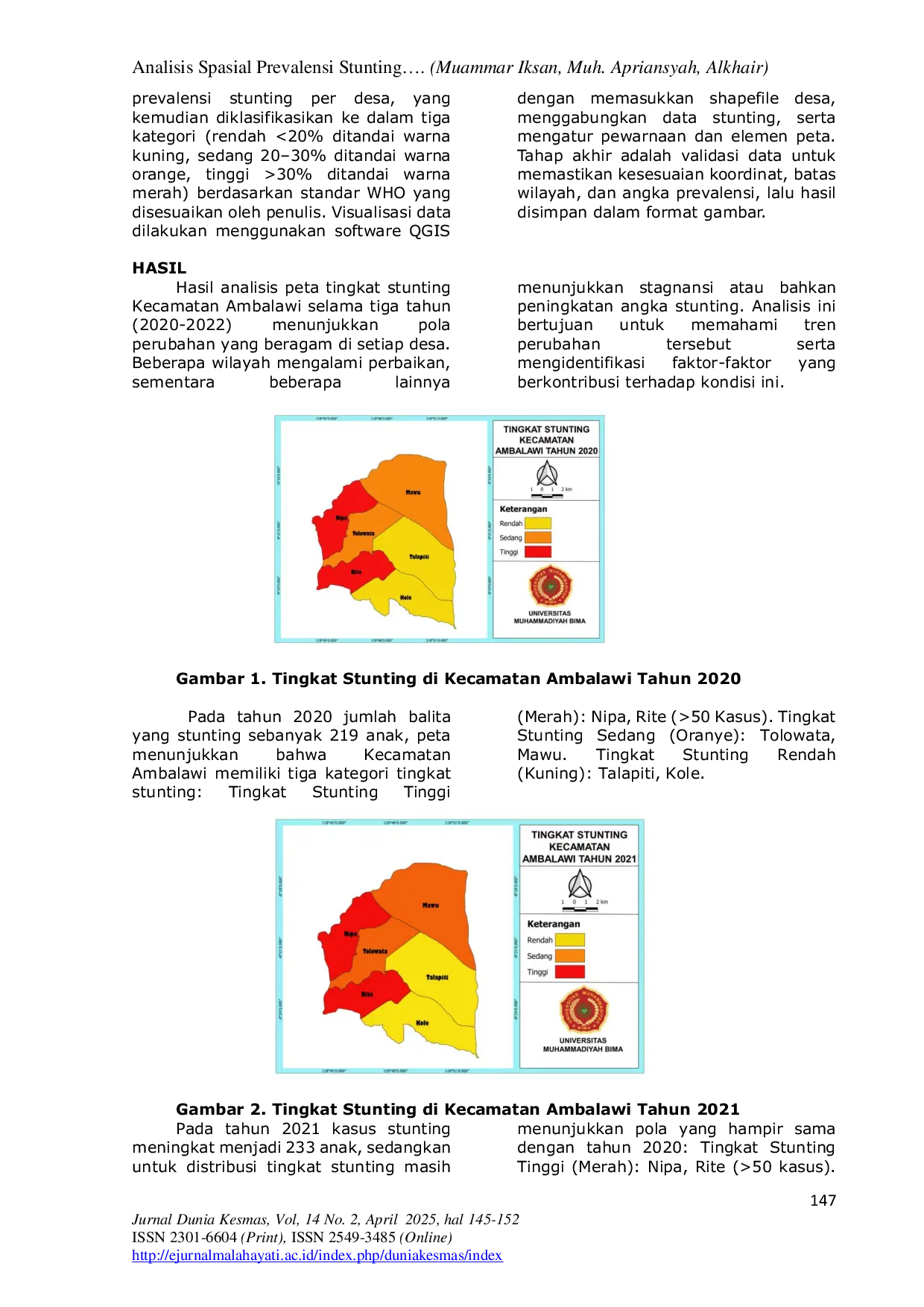 JURIS Spatial Analysis of Stunting Prevalence in Ambalawi District Bima