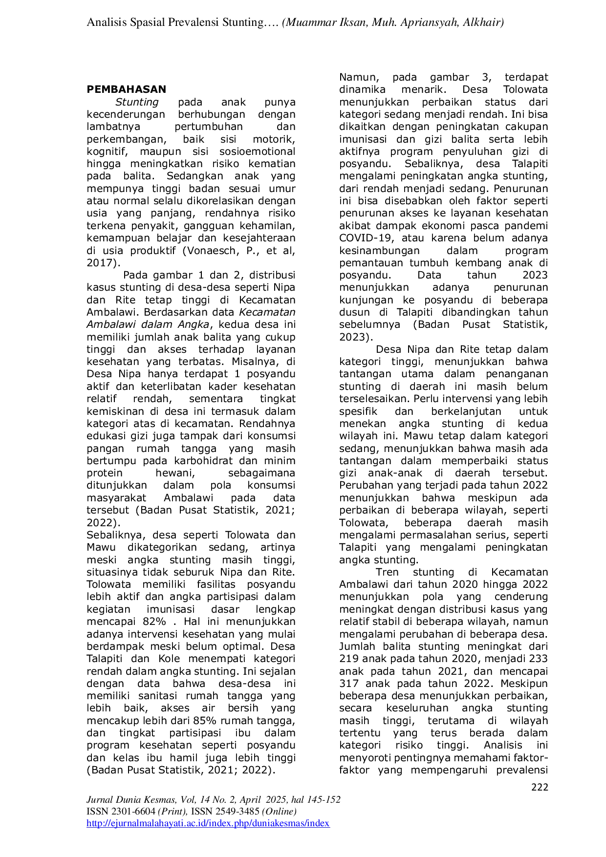 JURIS Spatial Analysis of Stunting Prevalence in Ambalawi District Bima