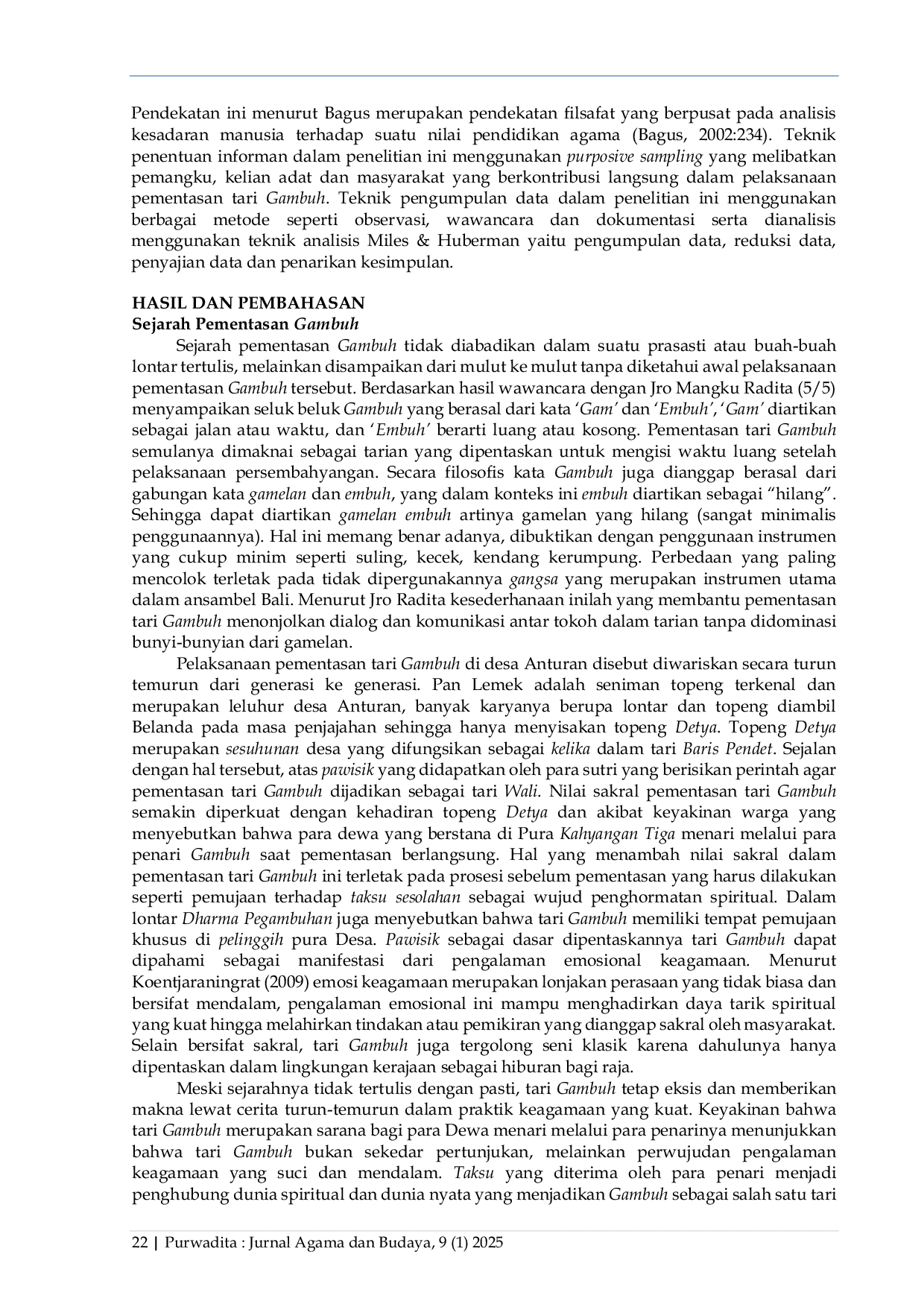 JURIS Analisis Nilai Pendidikan Agama Hindu Dalam Pementasan Tari Gambuh Pada Upacara Pujawali Desa Anturan