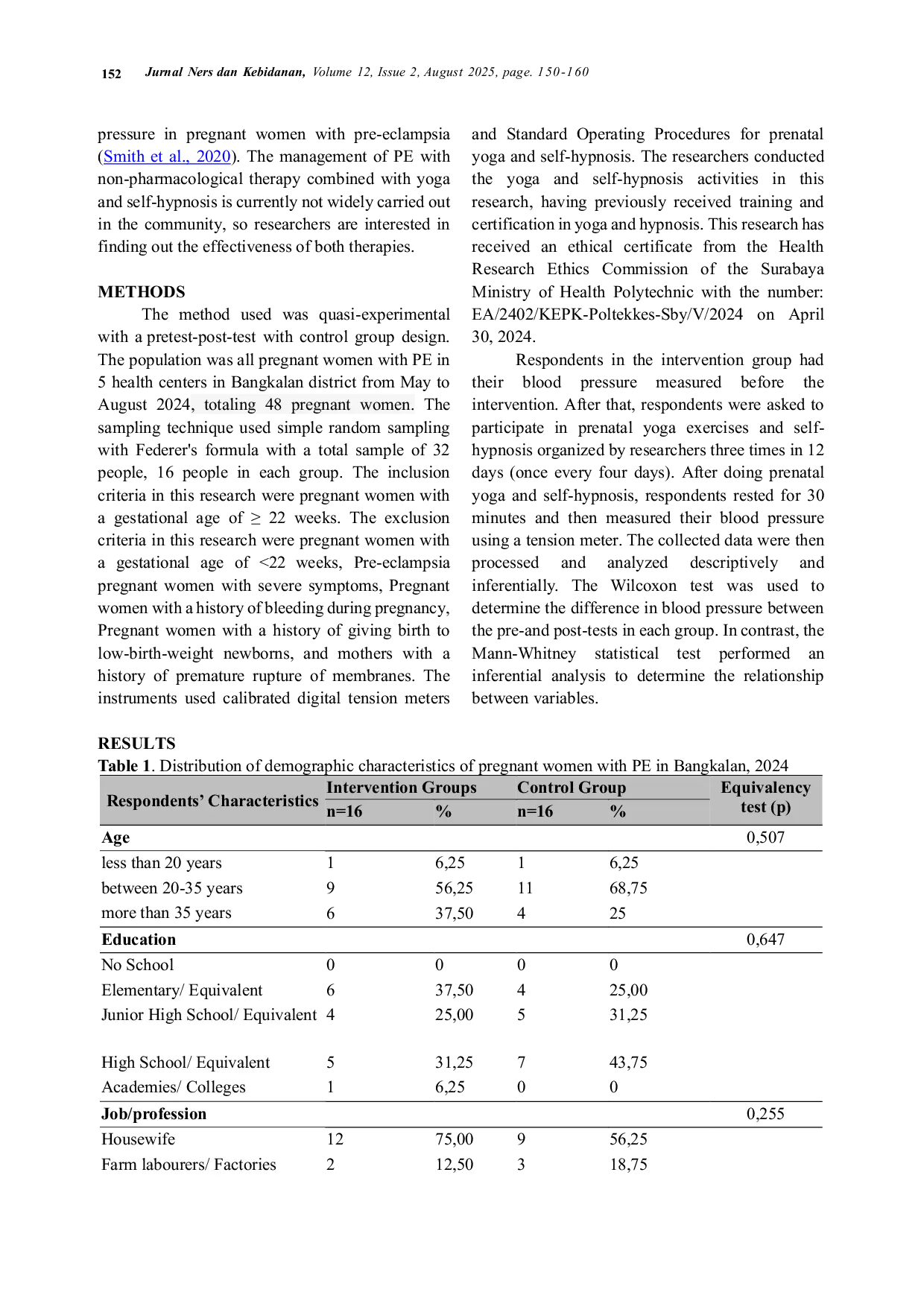 JURIS Combining Prenatal Yoga and Self Hypnosis as Effective Intervention to Reduce Blood Pressure of Pre Eclampsia Pregnant Women