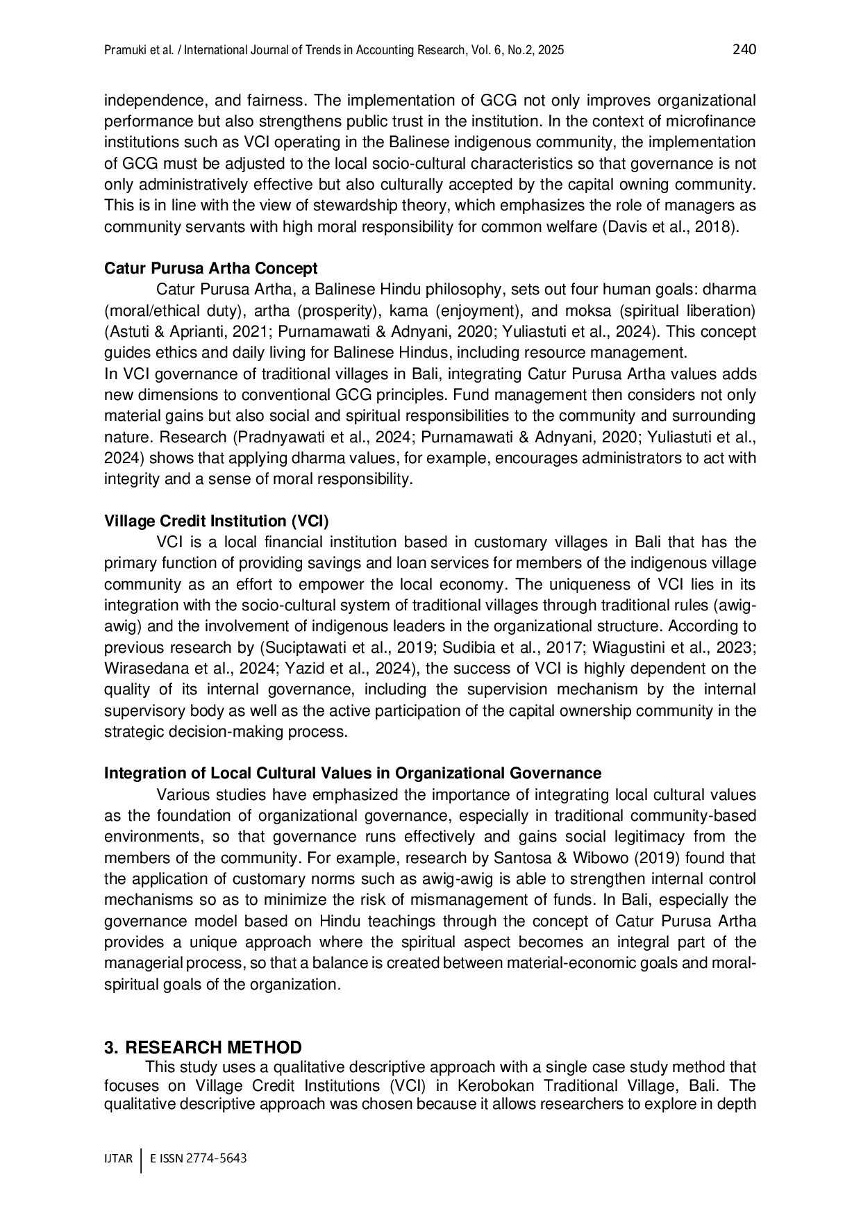 JURIS Application of Good Corporate Governance Principles Based on Catur Purusa Artha in Village Credit Institutions