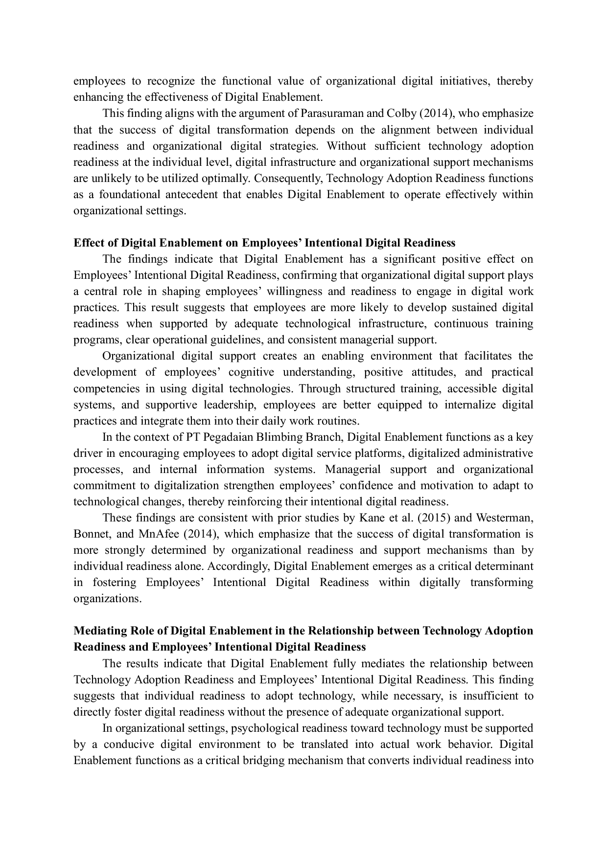 JURIS Digital Enablement As A Mediator Of Technology Adoption And Employees Digital Readiness