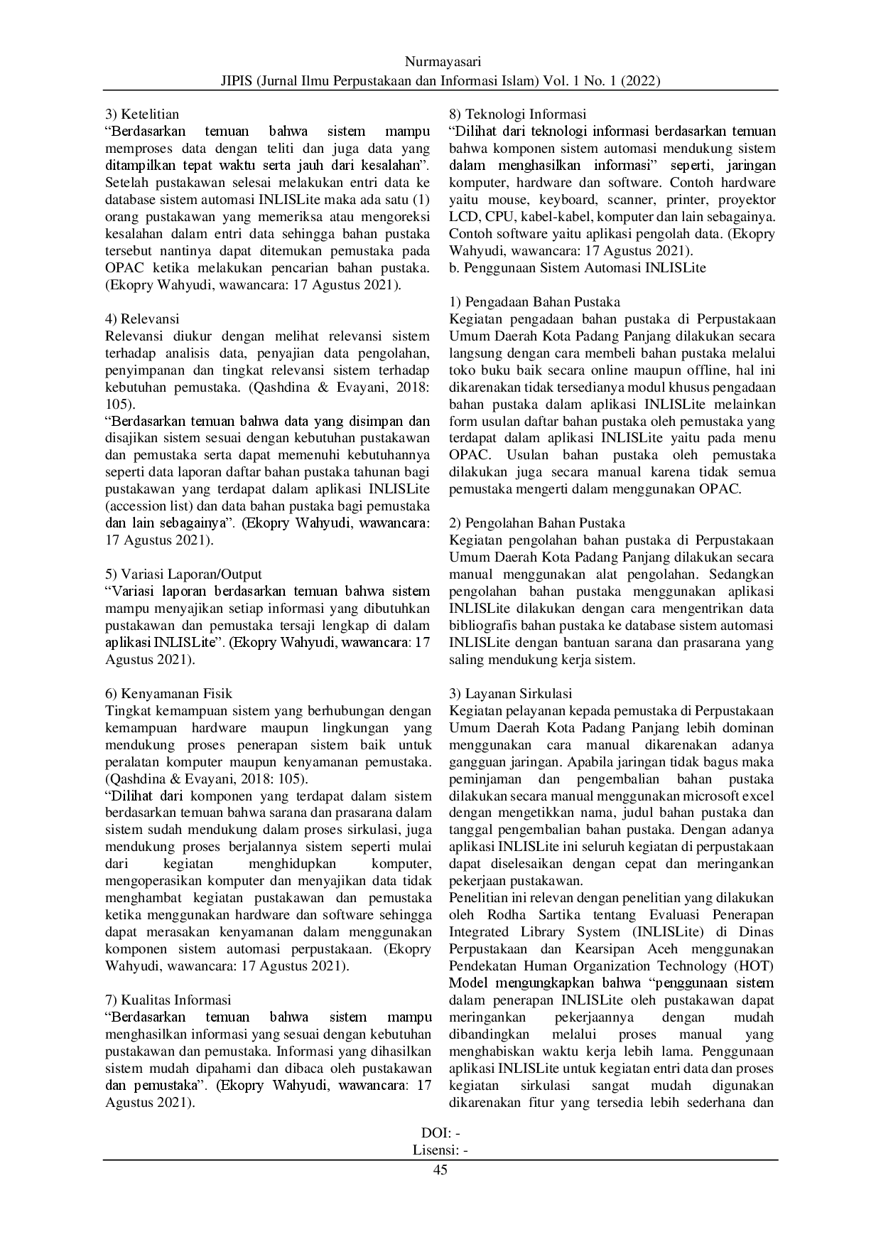 juris Efektivitas Penggunaan Sistem Automasi INLISLite di Perpustakaan Umum Daerah Kota Padang Panjang