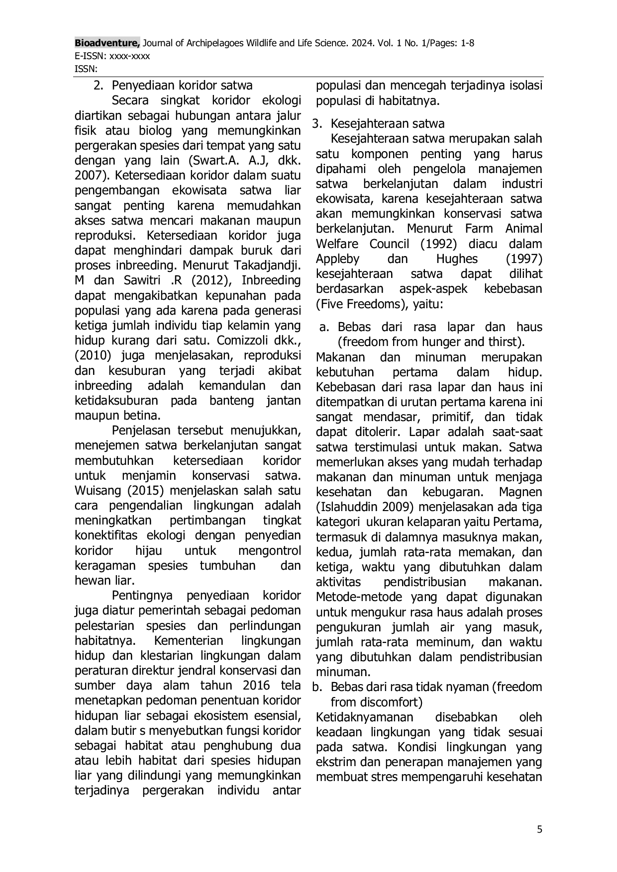 JURIS Menejemen Satwa Berkelanjutan Dalam Industri Ekowisata