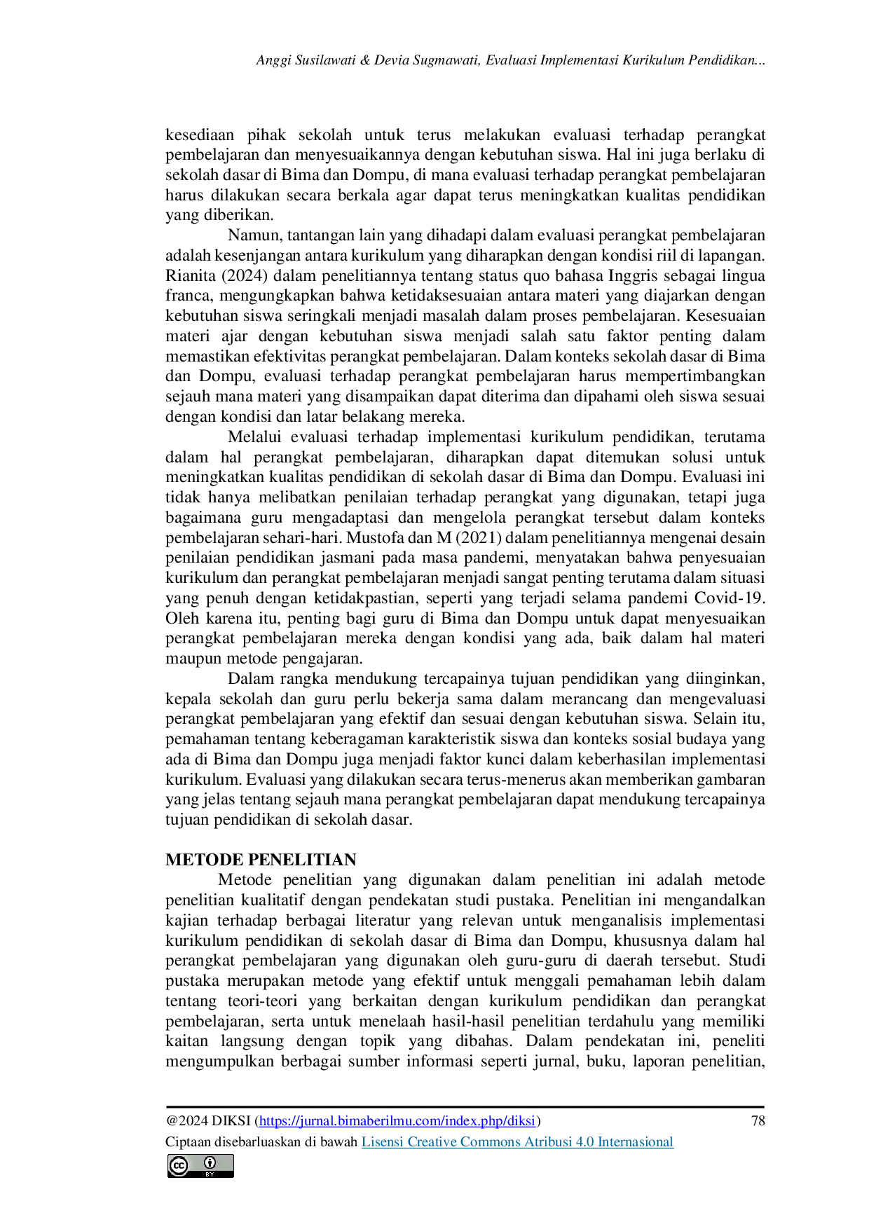 JURIS Evaluasi Implementasi Kurikulum Pendidikan di Sekolah Dasar di Bima dan Dompu Tinjauan terhadap Perangkat Pembelajaran