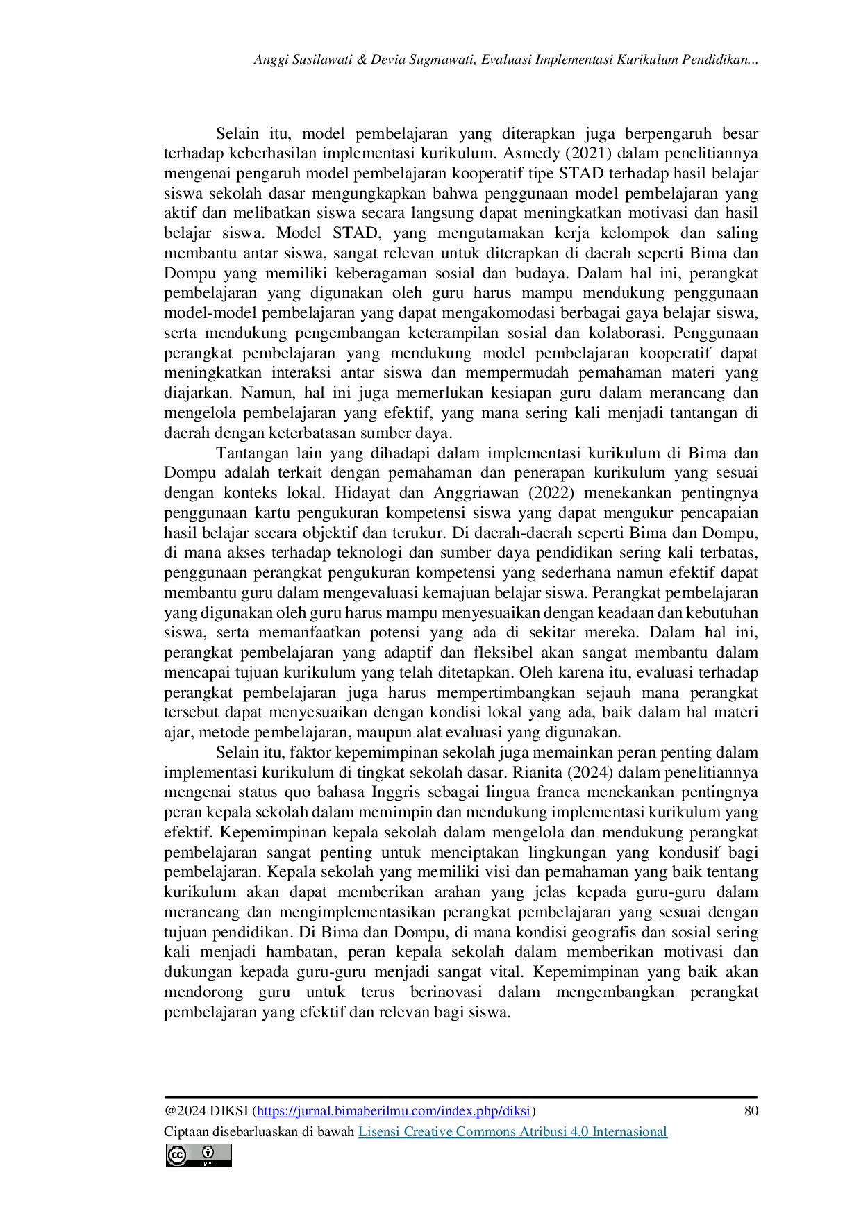 JURIS Evaluasi Implementasi Kurikulum Pendidikan di Sekolah Dasar di Bima dan Dompu Tinjauan terhadap Perangkat Pembelajaran