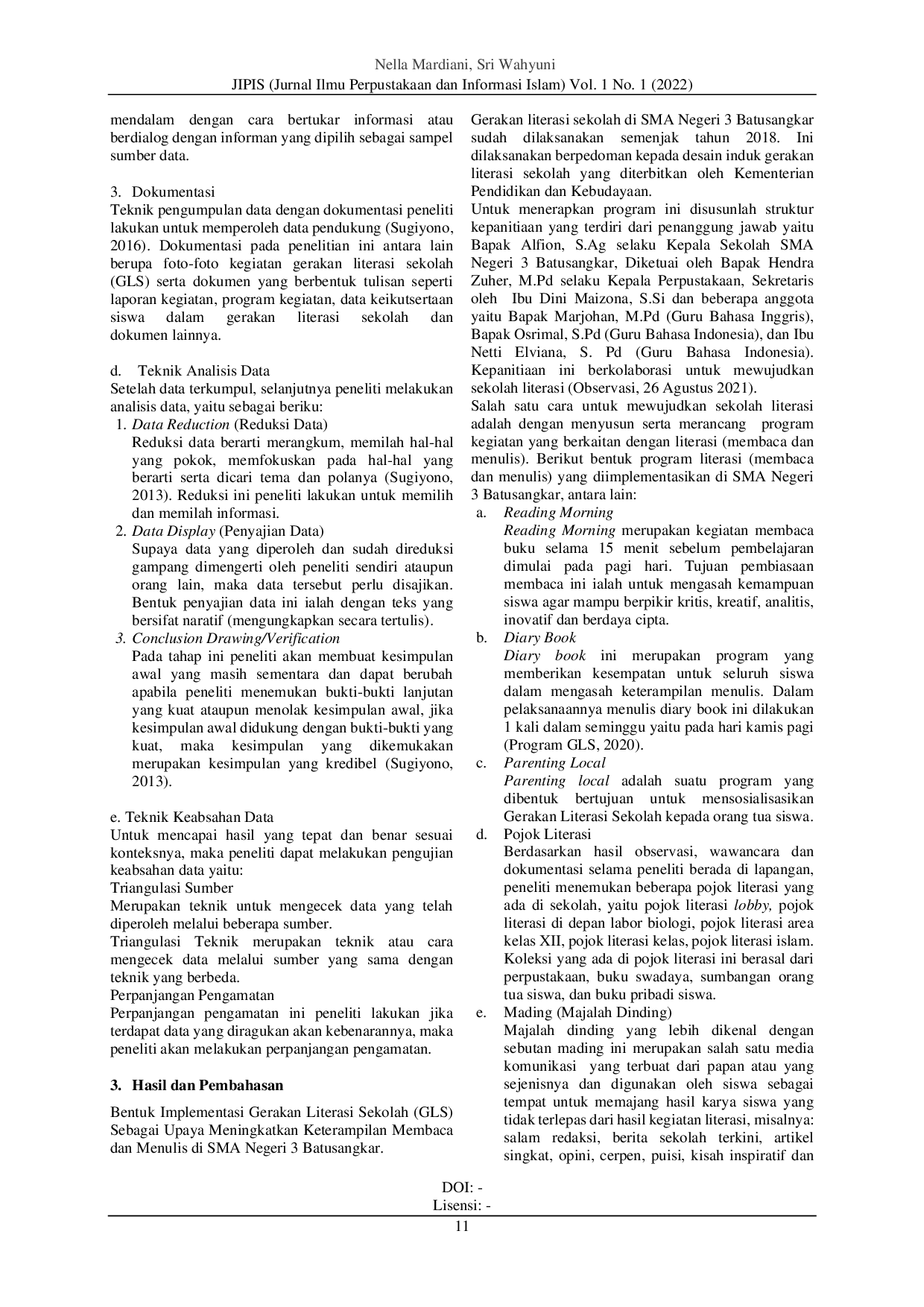 juris Implementasi Gerakan Literasi Sekolah GLS Sebagai Upaya Meningkatkan Keterampilan Membaca Dan Menulis Di SMA Negeri 3 Batusangkar