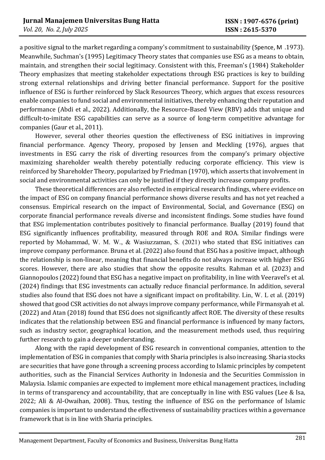 JURIS Does ESG Disclosure Affect Profitability Evidence from Shariah Compliant Firms in Indonesia and Malaysia
