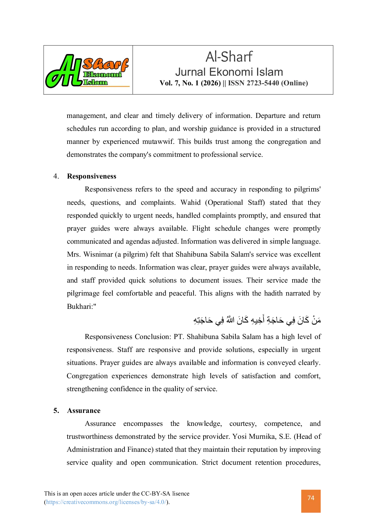 JURIS Excellent Service Strategy to Increase Congregation Satisfaction and Readiness at Sahibuna Sabila Salam Travel in Bukittinggi City