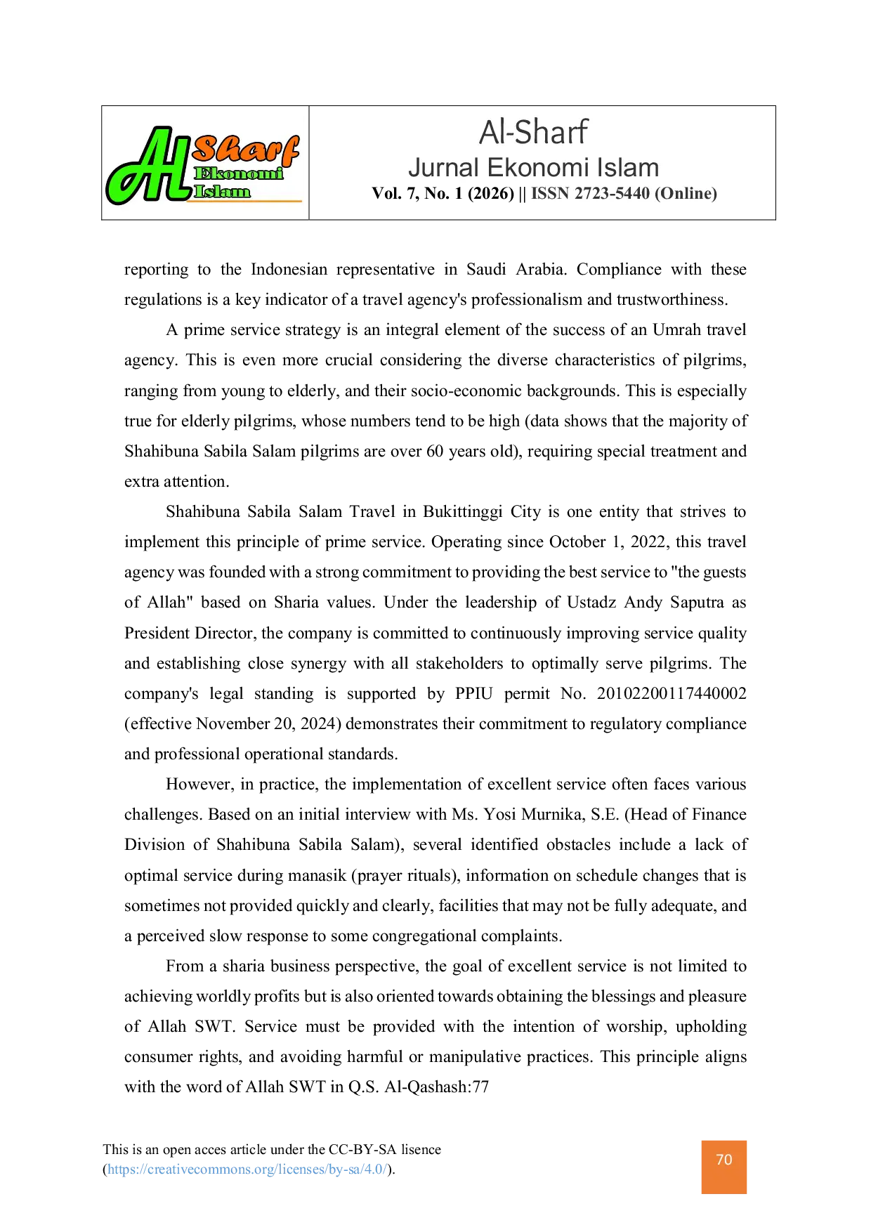 JURIS Excellent Service Strategy to Increase Congregation Satisfaction and Readiness at Sahibuna Sabila Salam Travel in Bukittinggi City