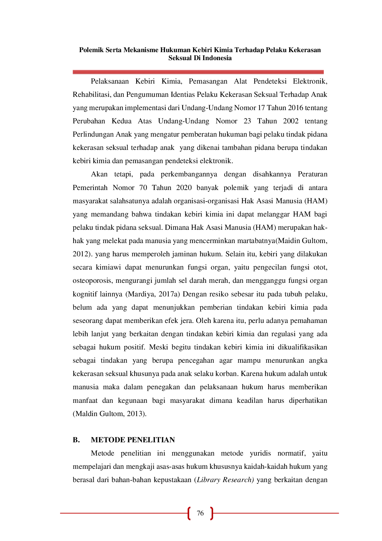 JURIS Polemik Serta Mekanisme Hukuman Kebiri Kimia Terhadap Pelaku Kekerasan Seksual Di Indonesia