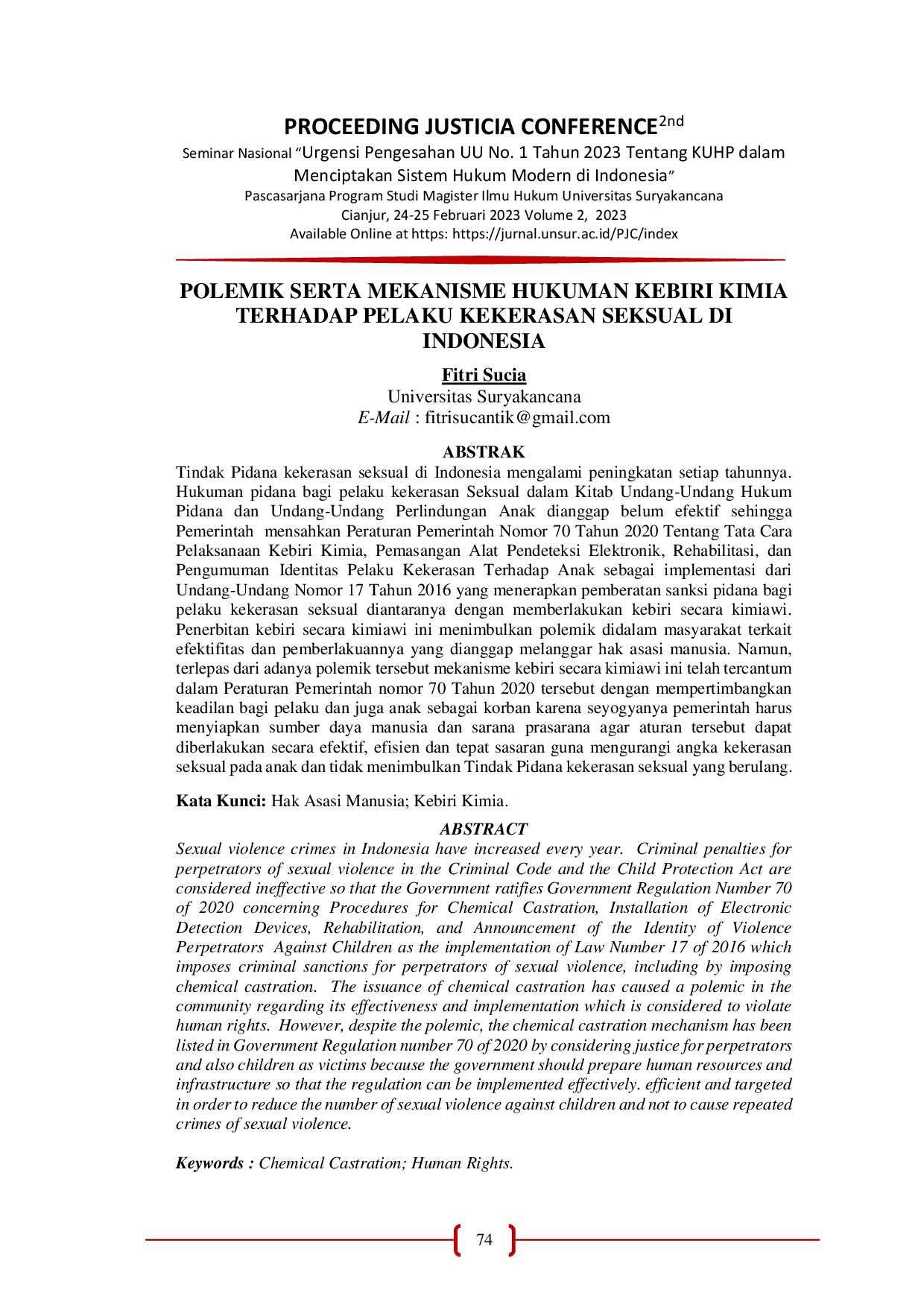 JURIS Polemik Serta Mekanisme Hukuman Kebiri Kimia Terhadap Pelaku Kekerasan Seksual Di Indonesia