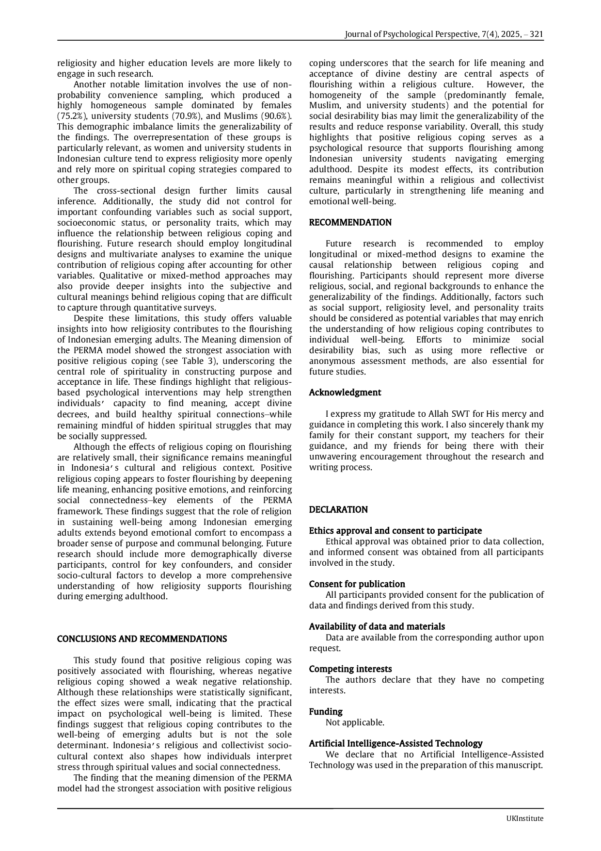 JURIS Navigating Emerging Adulthood The Role of Religious Coping in Promoting Flourishing Among Indonesian University Students