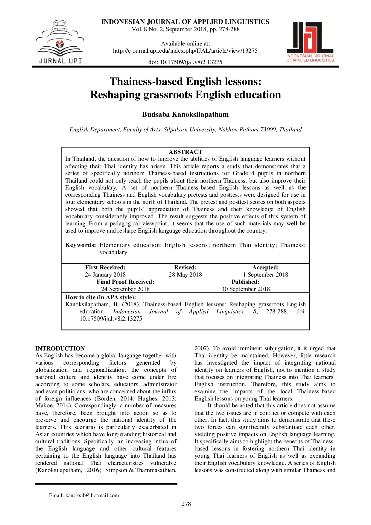 JURIS Thainess Based English Lessons Reshaping Grassroots English Education