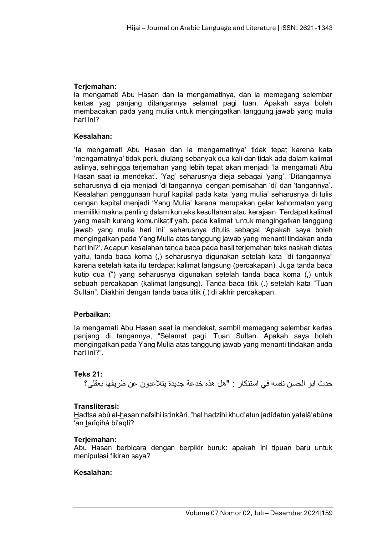 JURIS Kesalahan Kebahasaan Hasil Terjemahan Buku Sult n Liyaumi W hidi Karya Yaqub Al Sy rawan