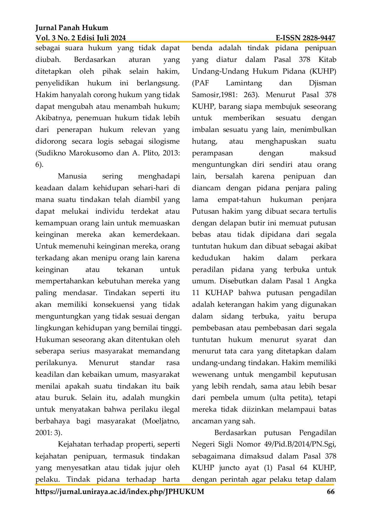 JURIS Penjatuhan Hukuman Melebihi Ancaman Maksimal Kepada Pelaku Tindak Pidana Penipuan