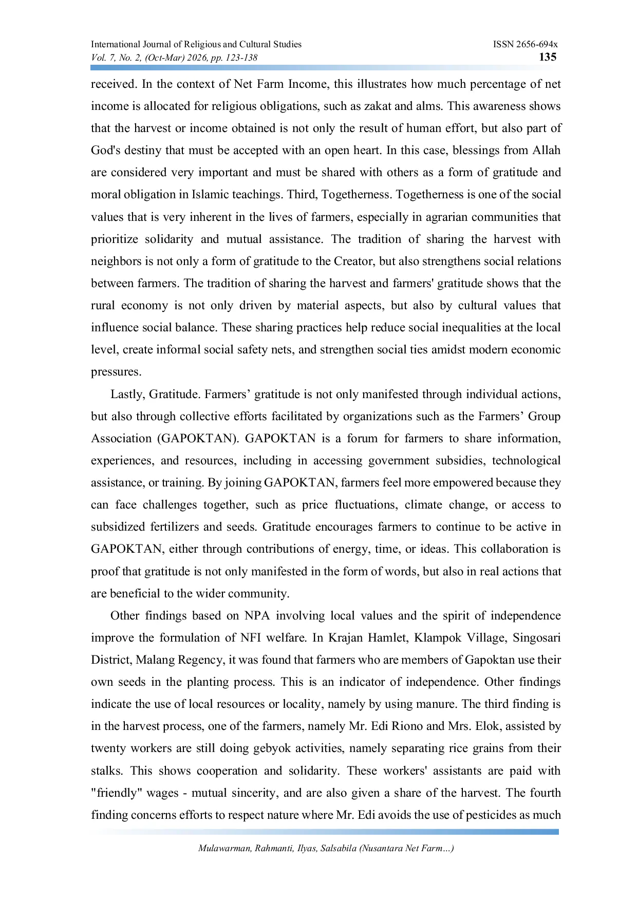 JURIS Nusantara Net Farm Income